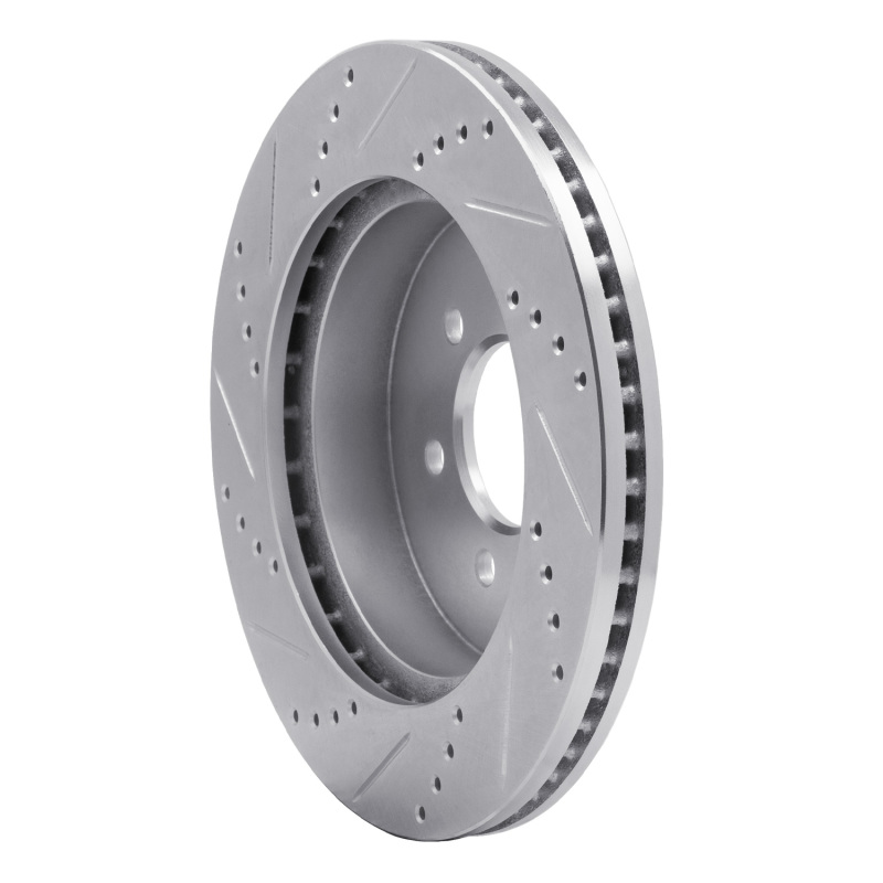 Dodge Dakota Brake Rotor (1) - Front Right - R1 Concepts - Drilled & Slotted - Silver - `03-`04